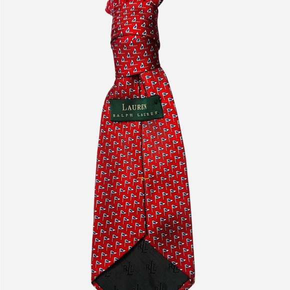 Lauren Ralph Lauren Elegant Red Necktie NO BROOCH - Picture 2 of 2